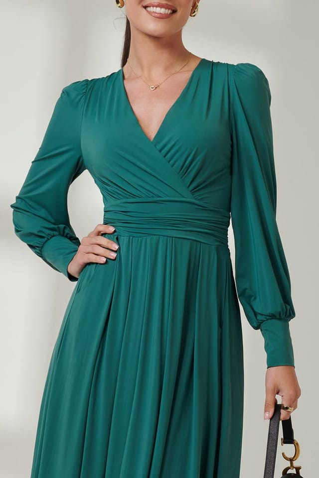 Jolie Moi Jolie Moi Women's Long Sleeve Super Soft Jersey Maxi Dress in Light Green - 3