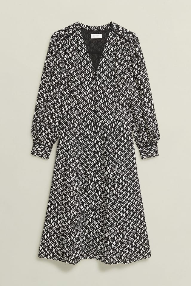 Hobbs London Hobbs London Women's Zadie Long Sleeve V-Neck Midi Dress in Black - 2