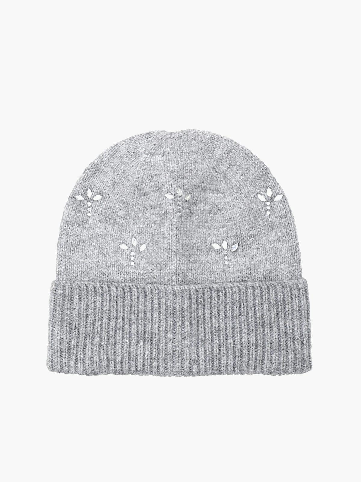 French Connection Diamante Embellished Beanie Hat Grey - 1