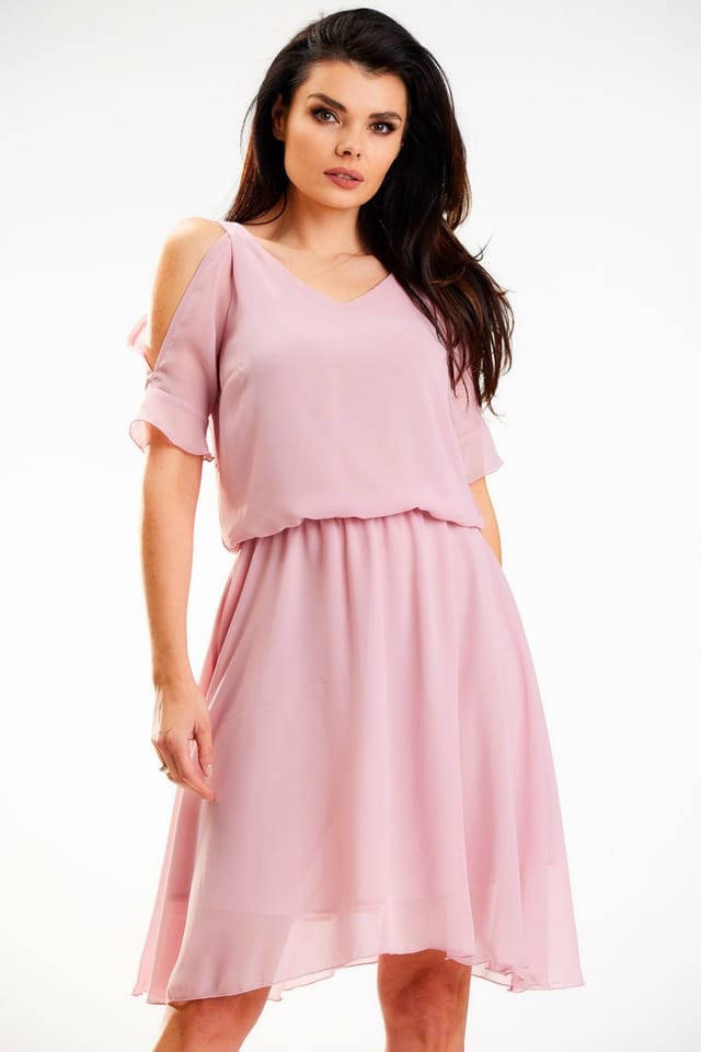 Love Lace Love Lace Women's Airy Chiffon Summer Dress with Elastic Waist Style 179609 in Pink - 2