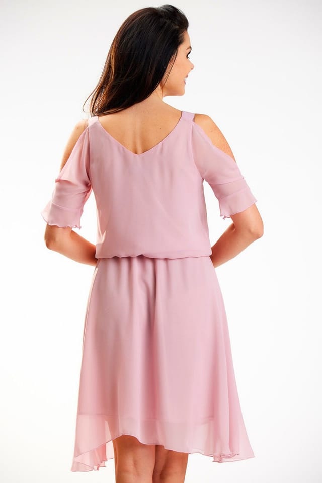 Love Lace Love Lace Women's Airy Chiffon Summer Dress with Elastic Waist Style 179609 in Pink - 3