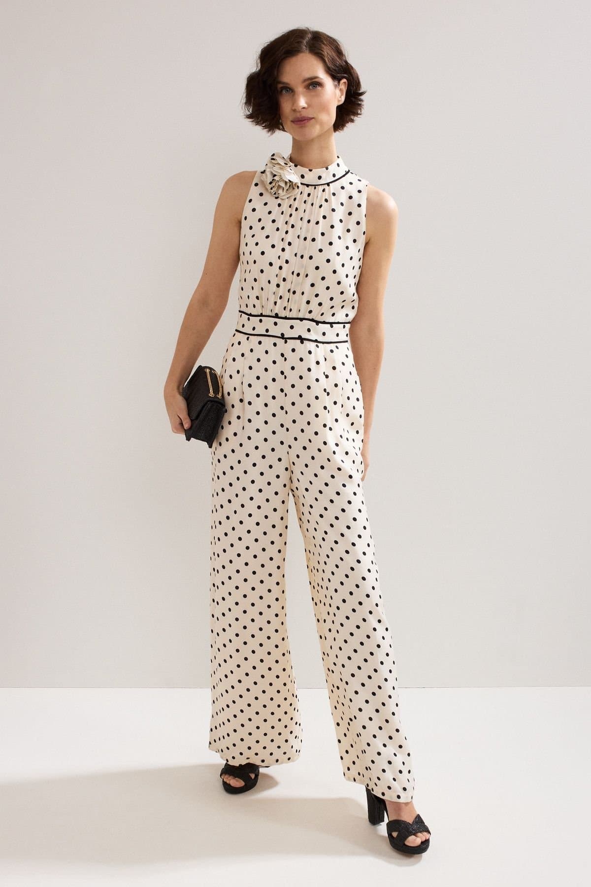 Phase Eight Phase Eight Women's Marilee High-Neck Pleated Front Jumpsuit in Warm White