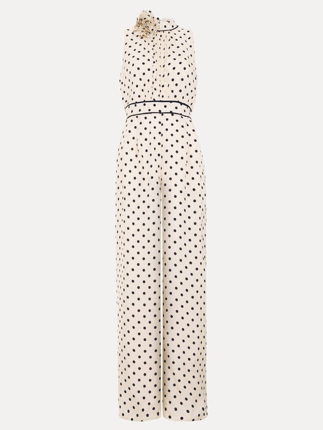 Phase Eight Phase Eight Women's Marilee High-Neck Pleated Front Jumpsuit in Warm White - 2