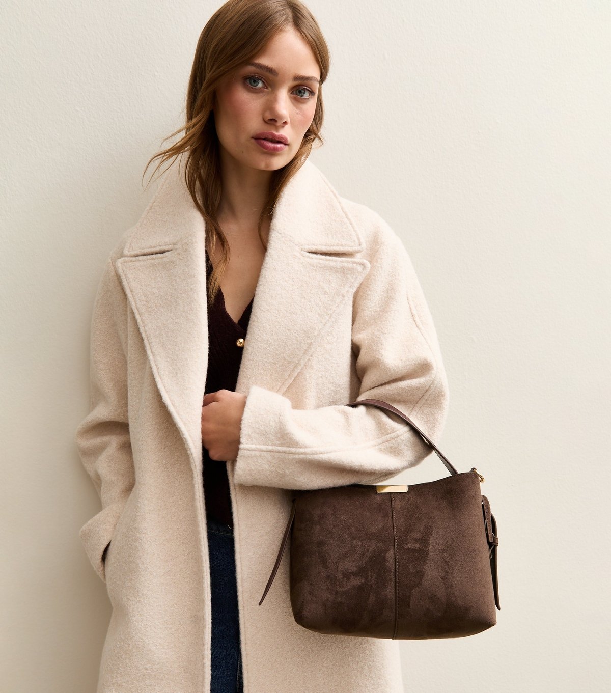 New Look Brown Faux Suede Bucket Bag Vegan New Look - 2