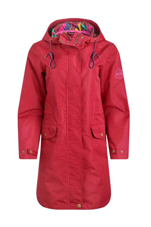Weird Fish Weird Fish Women's Anika Plain Showerproof Jacket in Red - 2