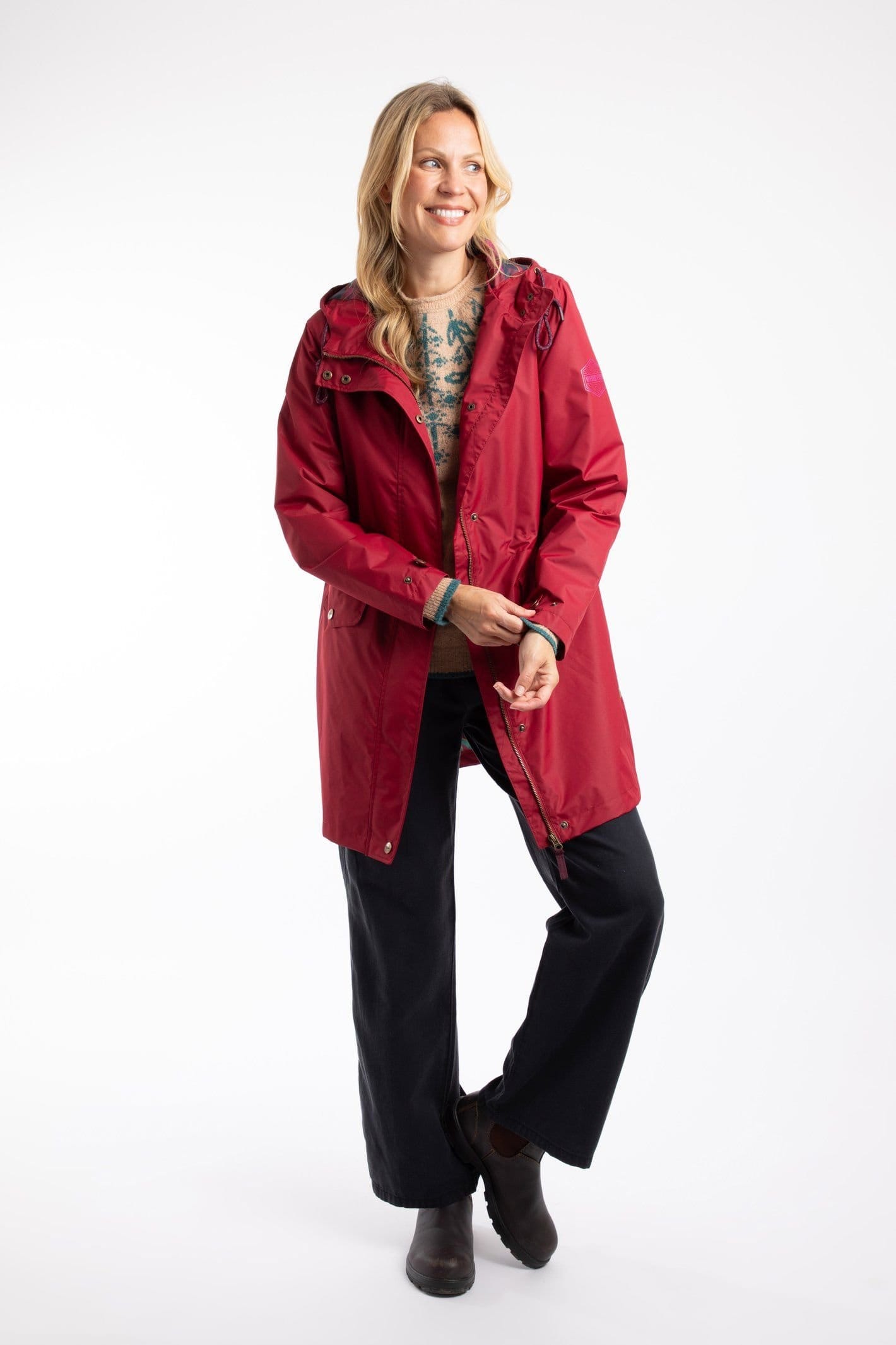 Weird Fish Weird Fish Women's Anika Plain Showerproof Jacket in Red - 4
