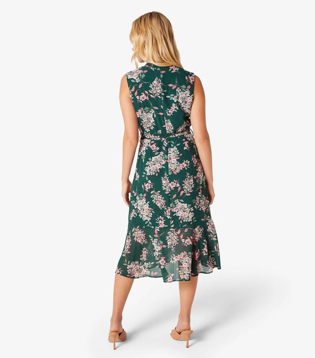 Apricot Women's Green Floral-Print Midi Wrap Dress Apricot New Look - 3