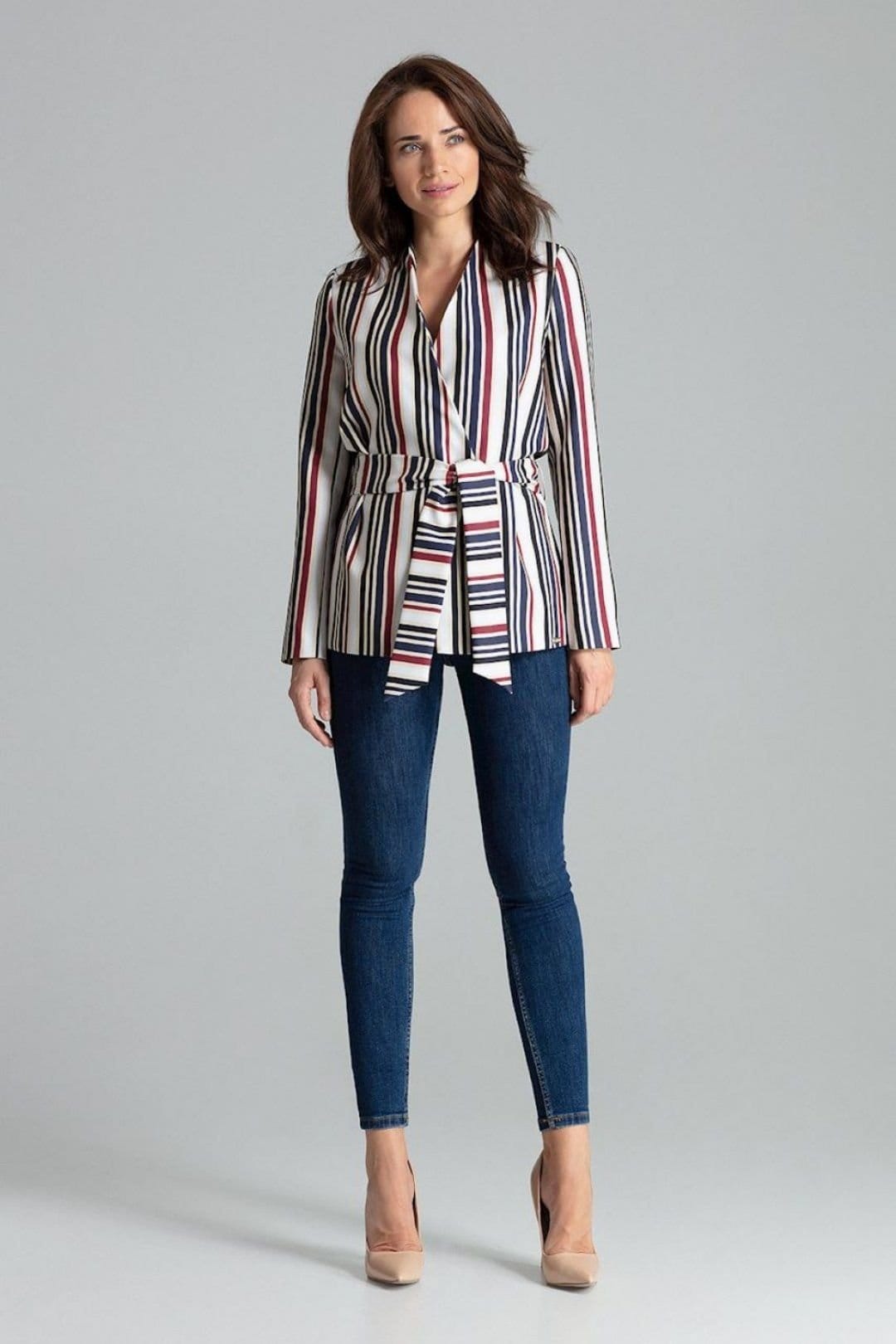 Love Lace Love Lace Women's Asymmetrical Striped Unbuttoned Jacket Sash - 4