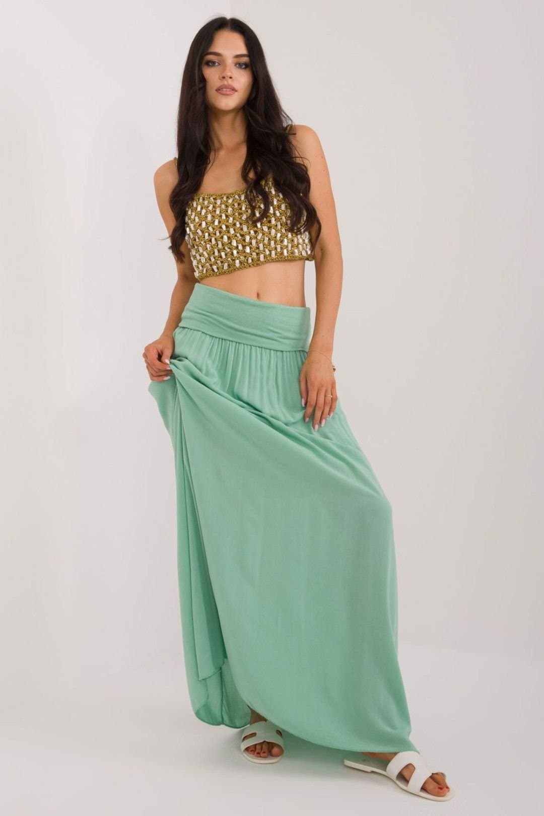 Love Lace Love Lace Women's Viscose Maxi Skirt Dress in Green