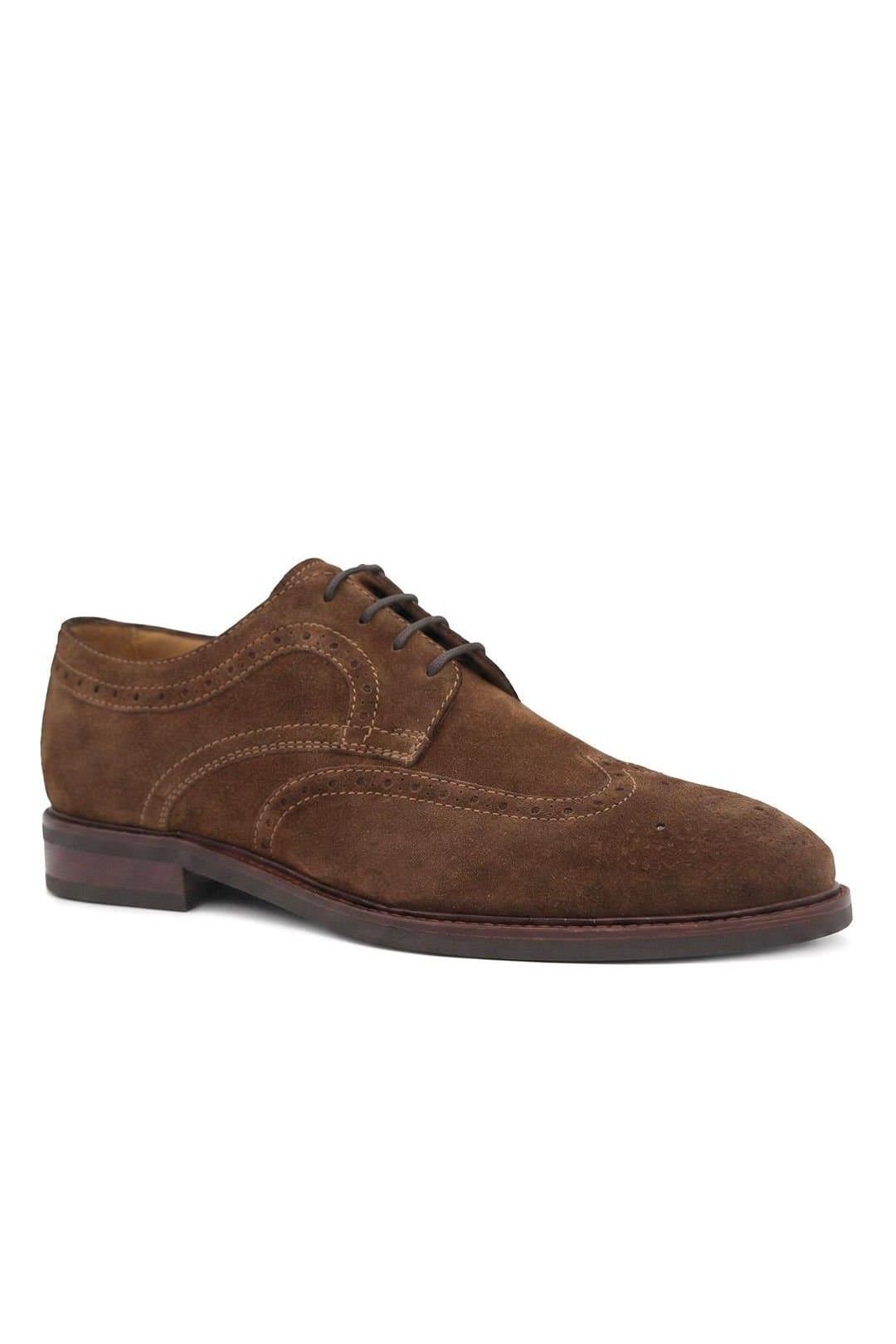 Jones Bootmaker Jones Bootmaker Men's Longwood Wide Fit Leather Brogues in Brown