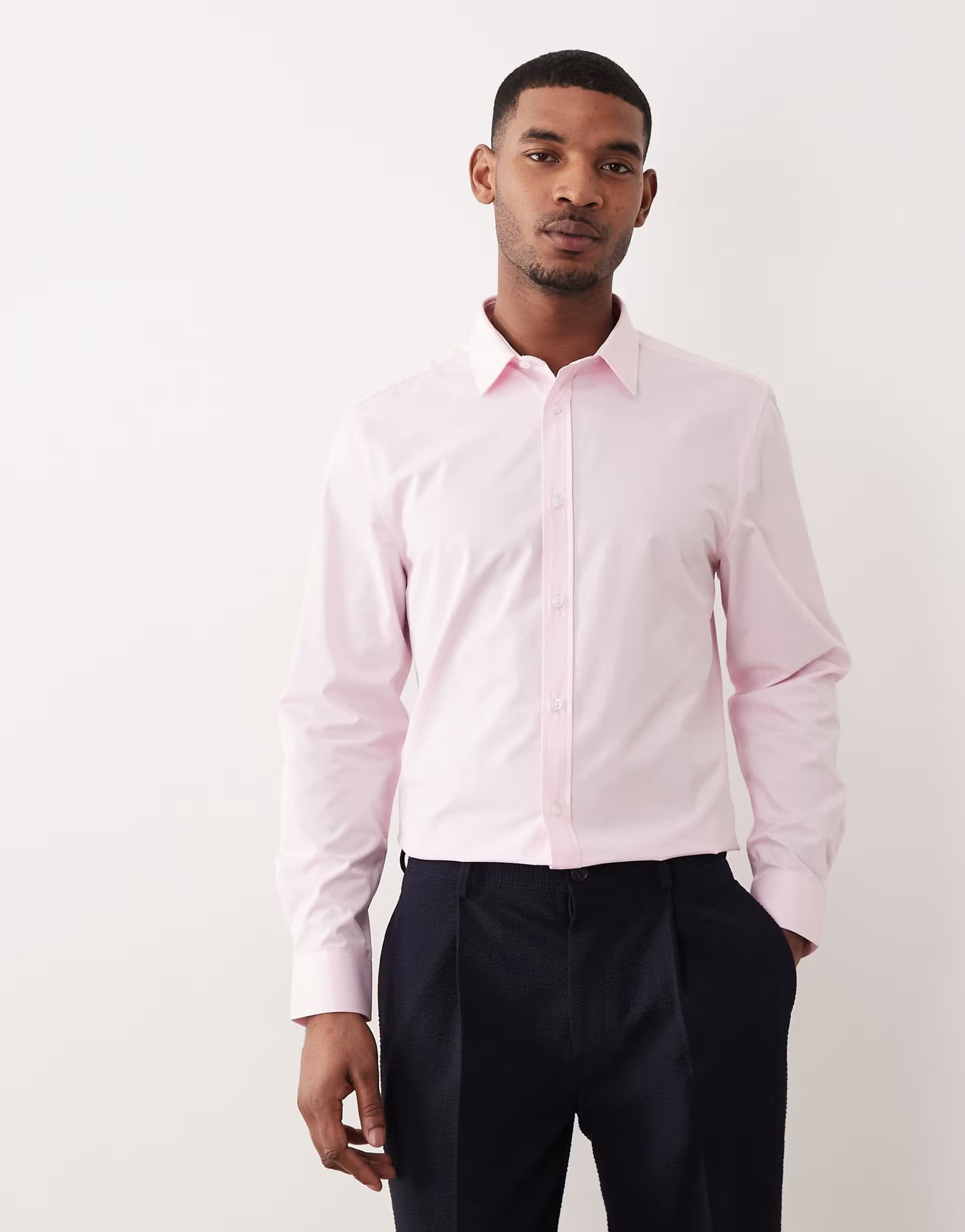 ASOS ASOS DESIGN regular fit smart poplin shirt in light pink