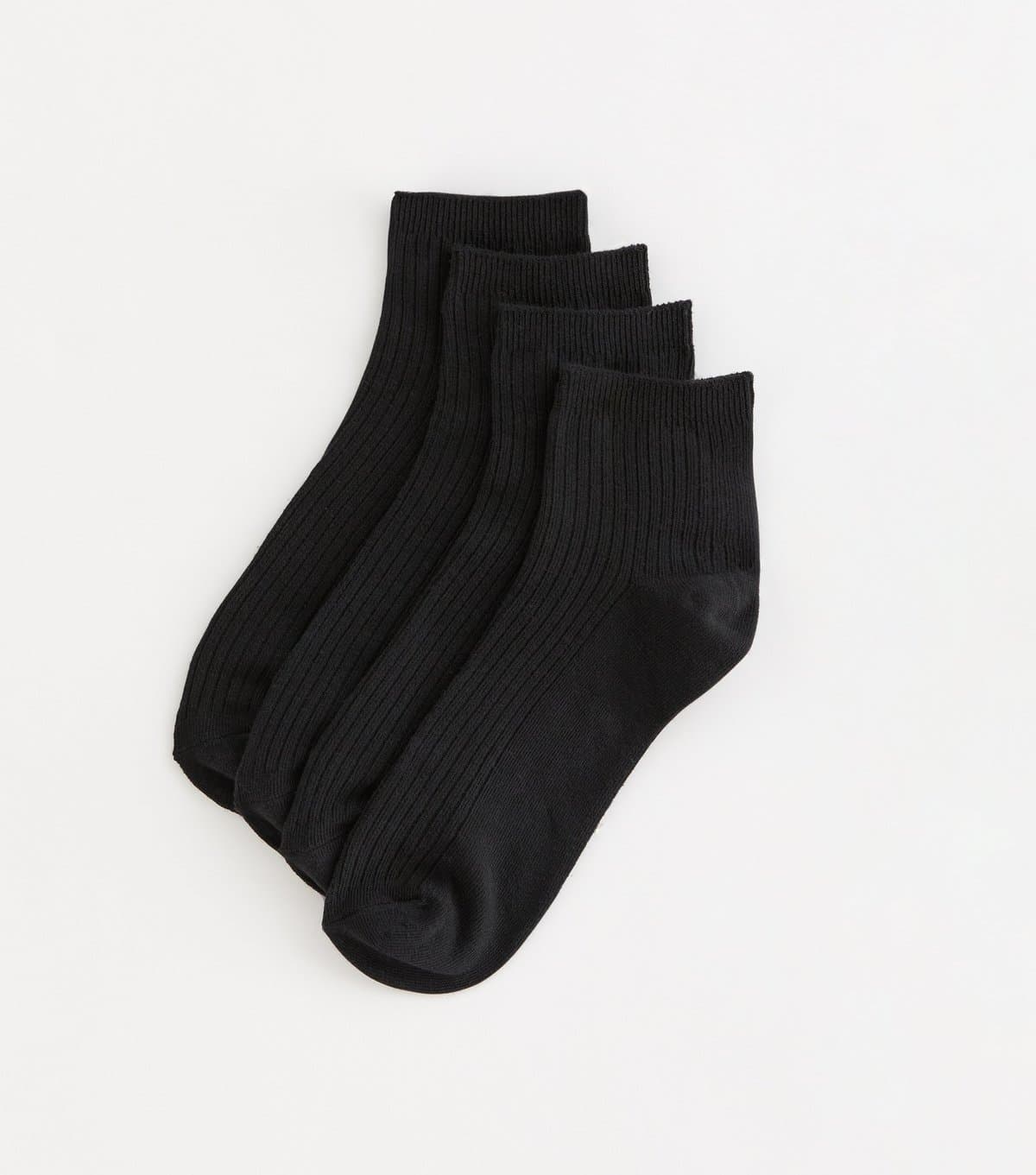 New Look Black Pack of 4 Ribbed Trainer Socks New Look