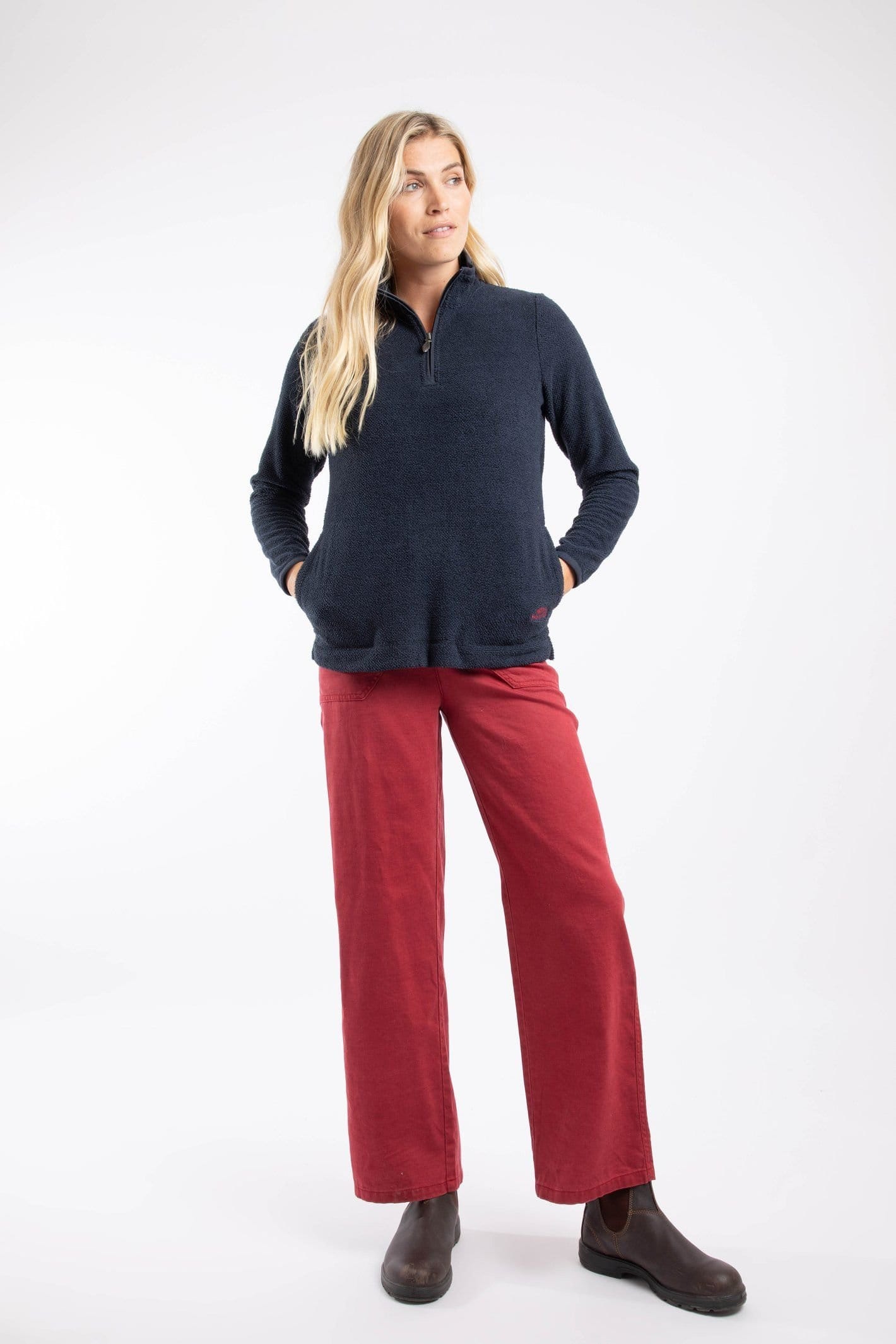 Weird Fish Weird Fish Women's Sarah 1/4 Zip Textured Fleece in Midnight - 4