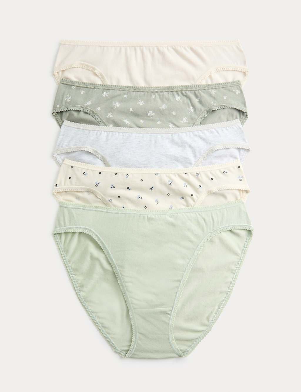 Marks & Spencer M&S 5pk Cotton Lycra™ High Leg Knickers Soft Green