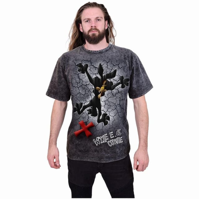 Spiral Spiral Men's COYOTE - MISSED THE SPOT - Acid Wash T-Shirt in Black - 2