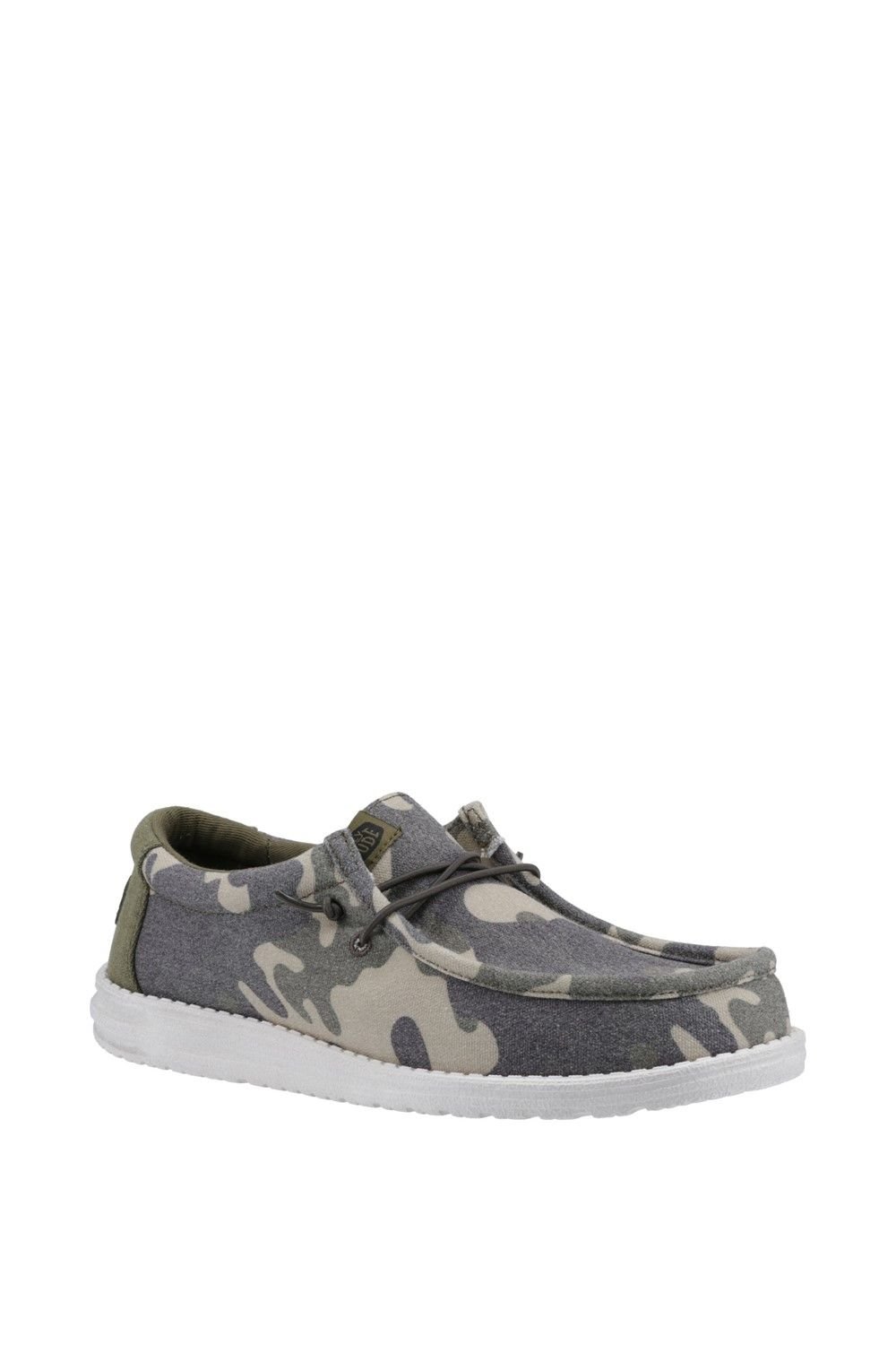 HEYDUDE HEYDUDE Men's 'Wally Washed Camo' Classic Slip On Shoes in Green - 3