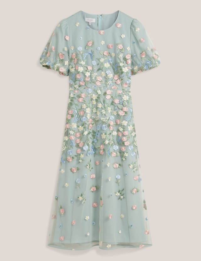 Hobbs London Hobbs London Women's Audra Embroidered Midi Dress in Mint - 2