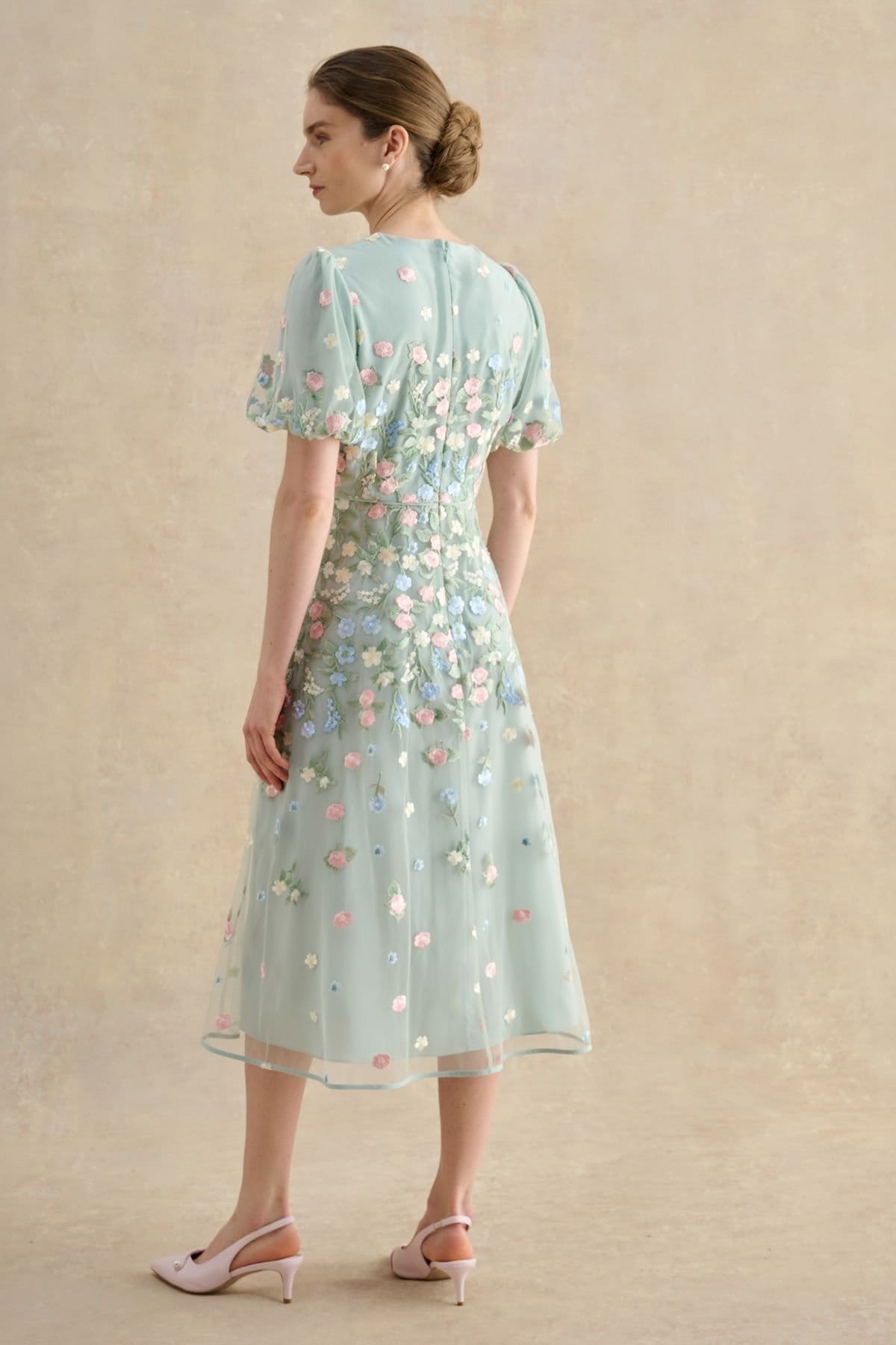 Hobbs London Hobbs London Women's Audra Embroidered Midi Dress in Mint - 4