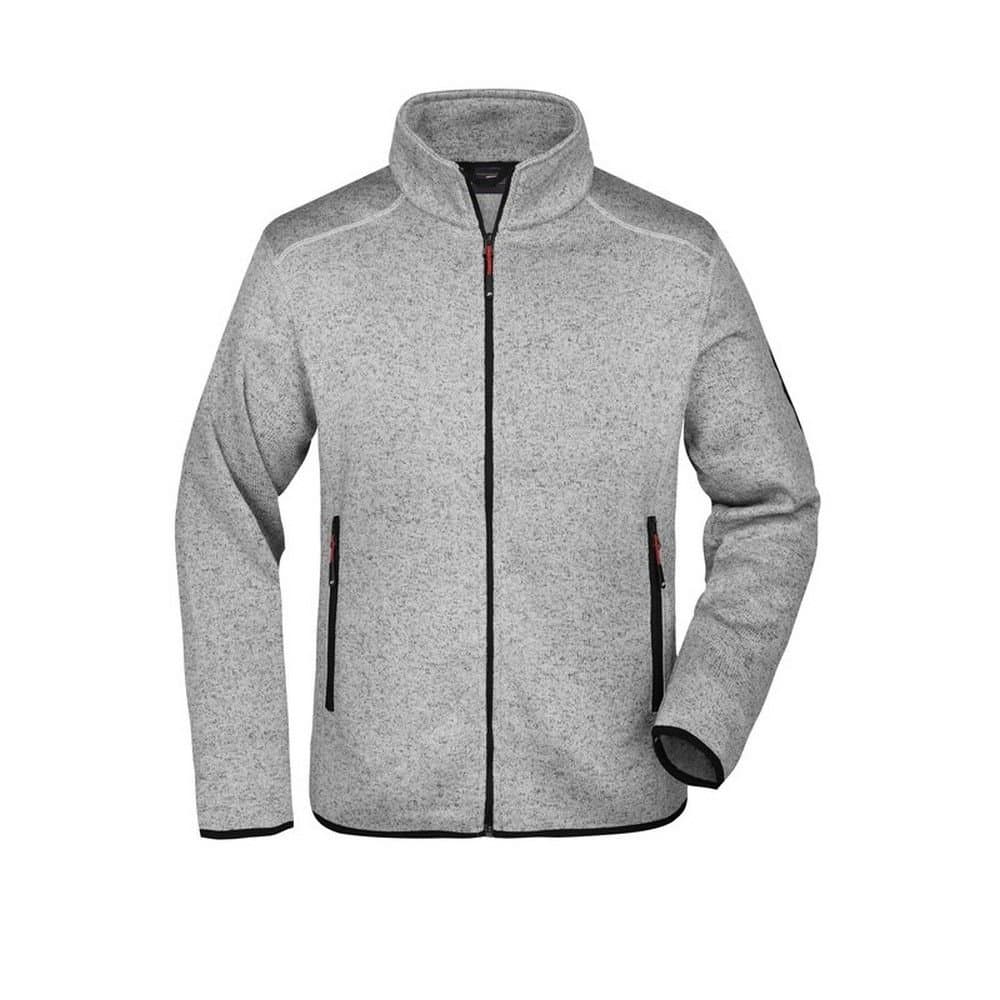 James and Nicholson James and Nicholson Men's Knitted Fleece Jacket in Grey