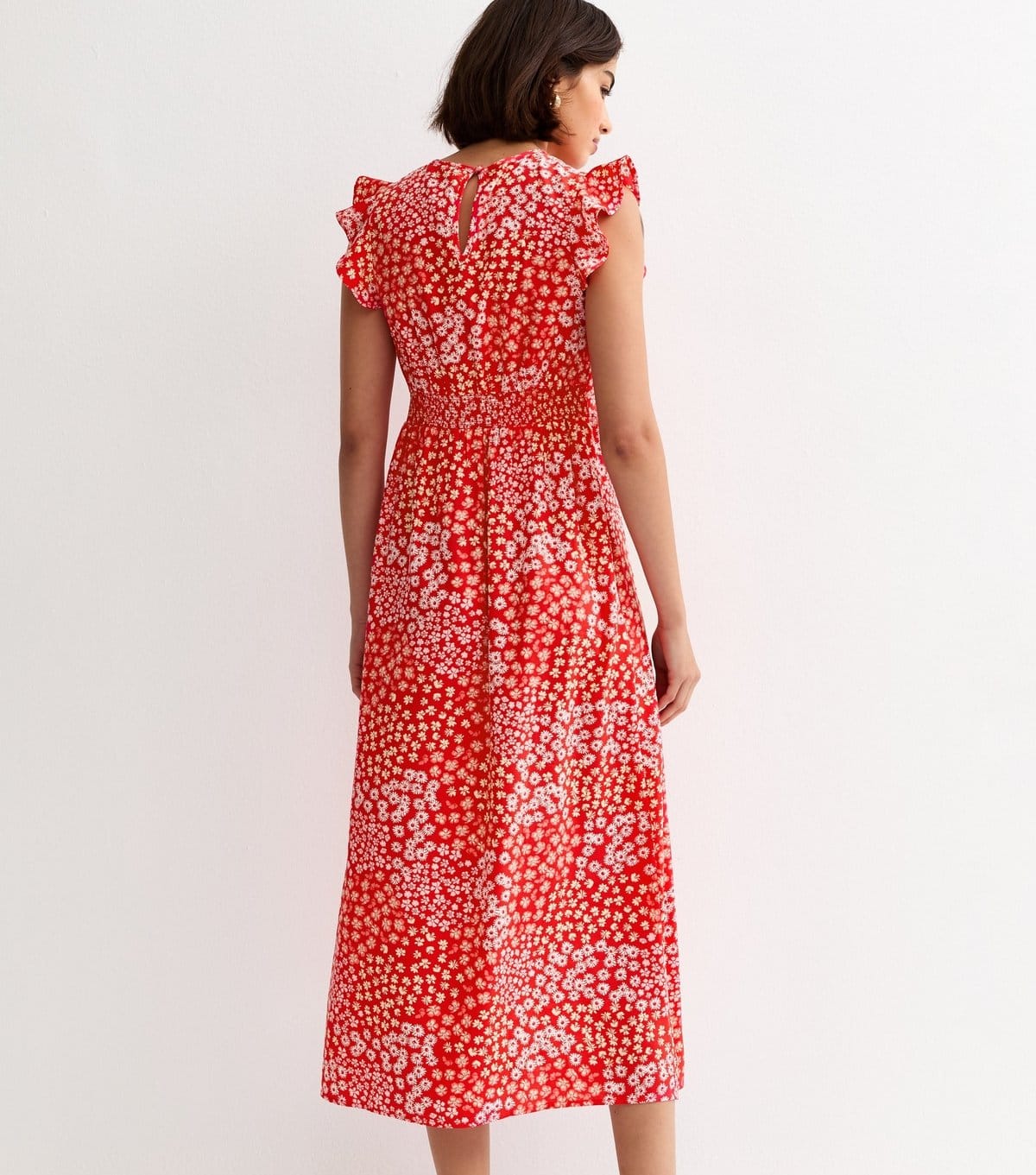 New Look Women's Red Ditsy Floral Frill Midi Dress New Look - 4
