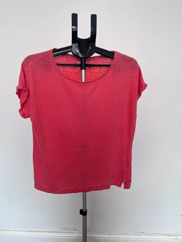 FatFace FatFace 100% Linen Coral Pink Short Sleeve T-Shirt UK 14