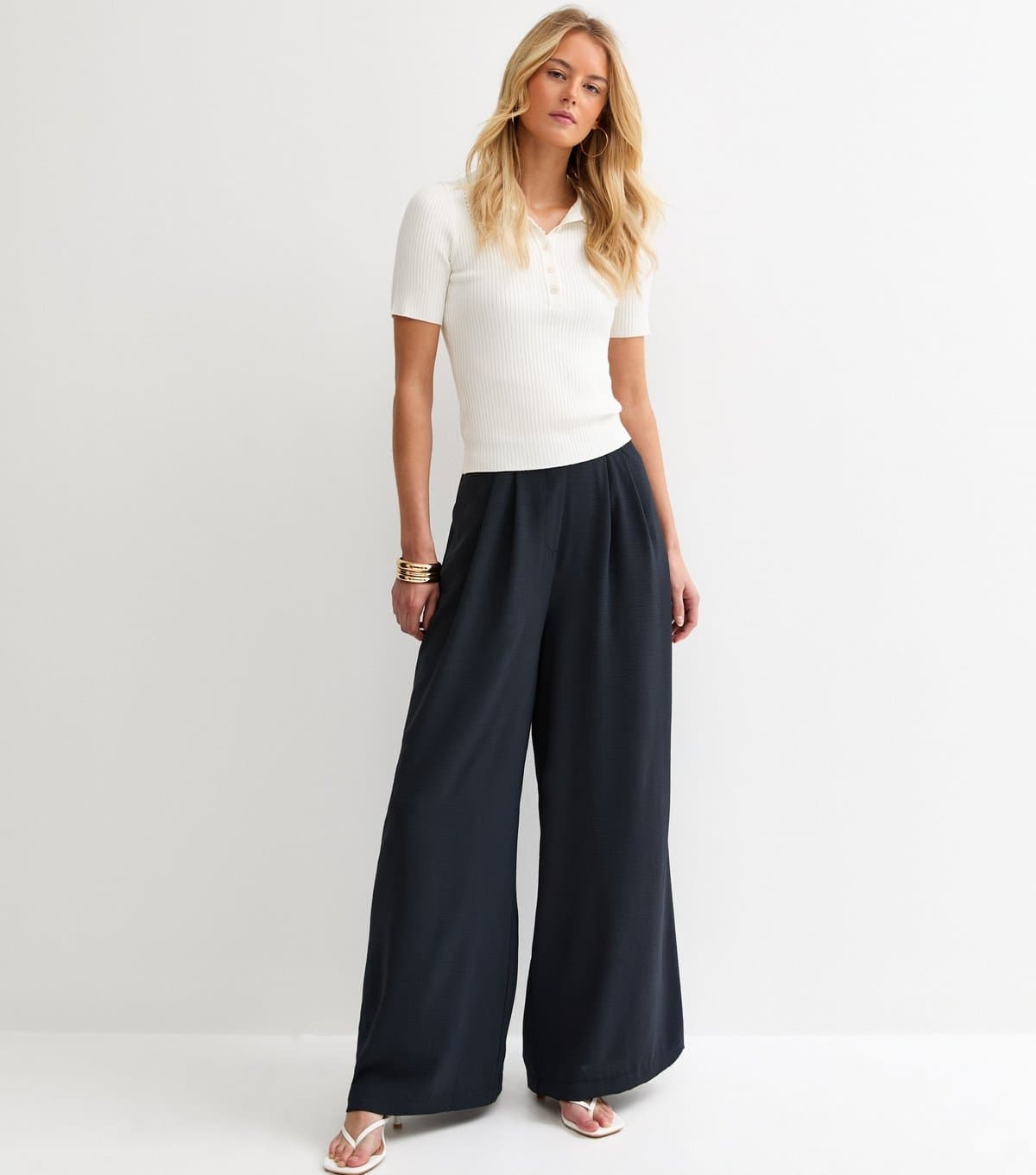 New Look New Look Navy Tailored Wide Leg Trousers