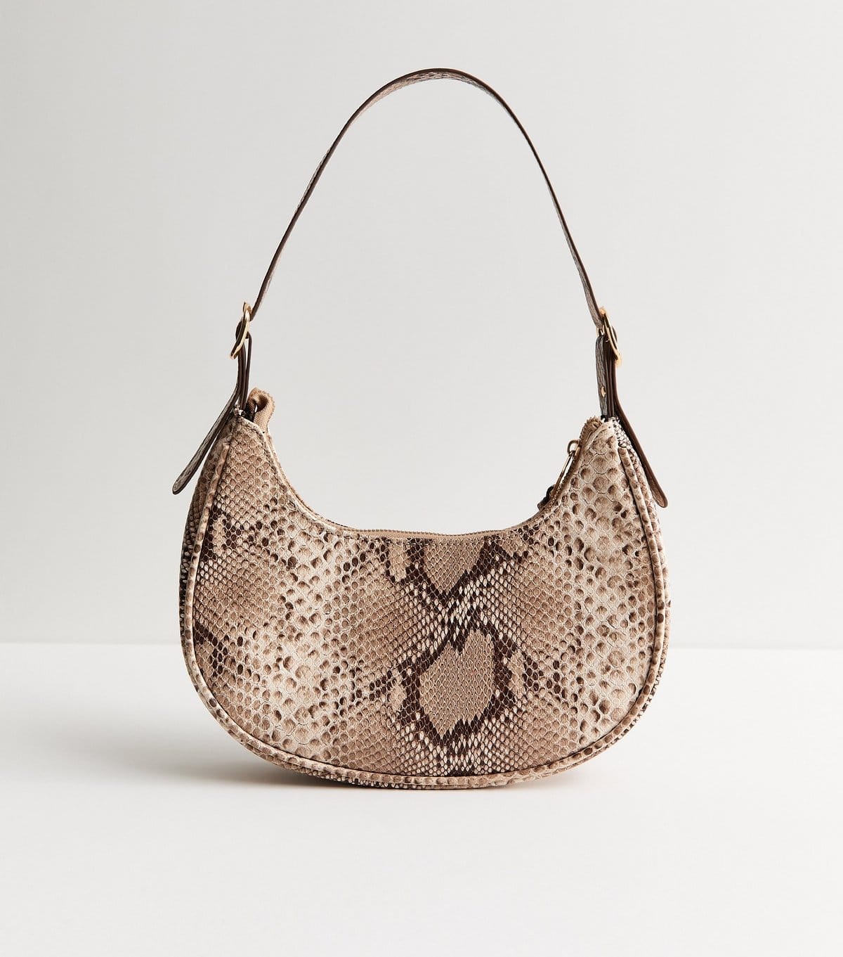 New Look Brown Snake Print Curved Shoulder Bag New Look - 4