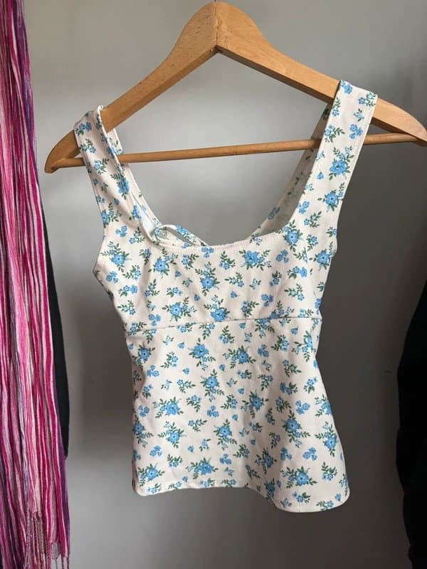 ASOS Cream Floral Tie Front Cami Top | ASOS