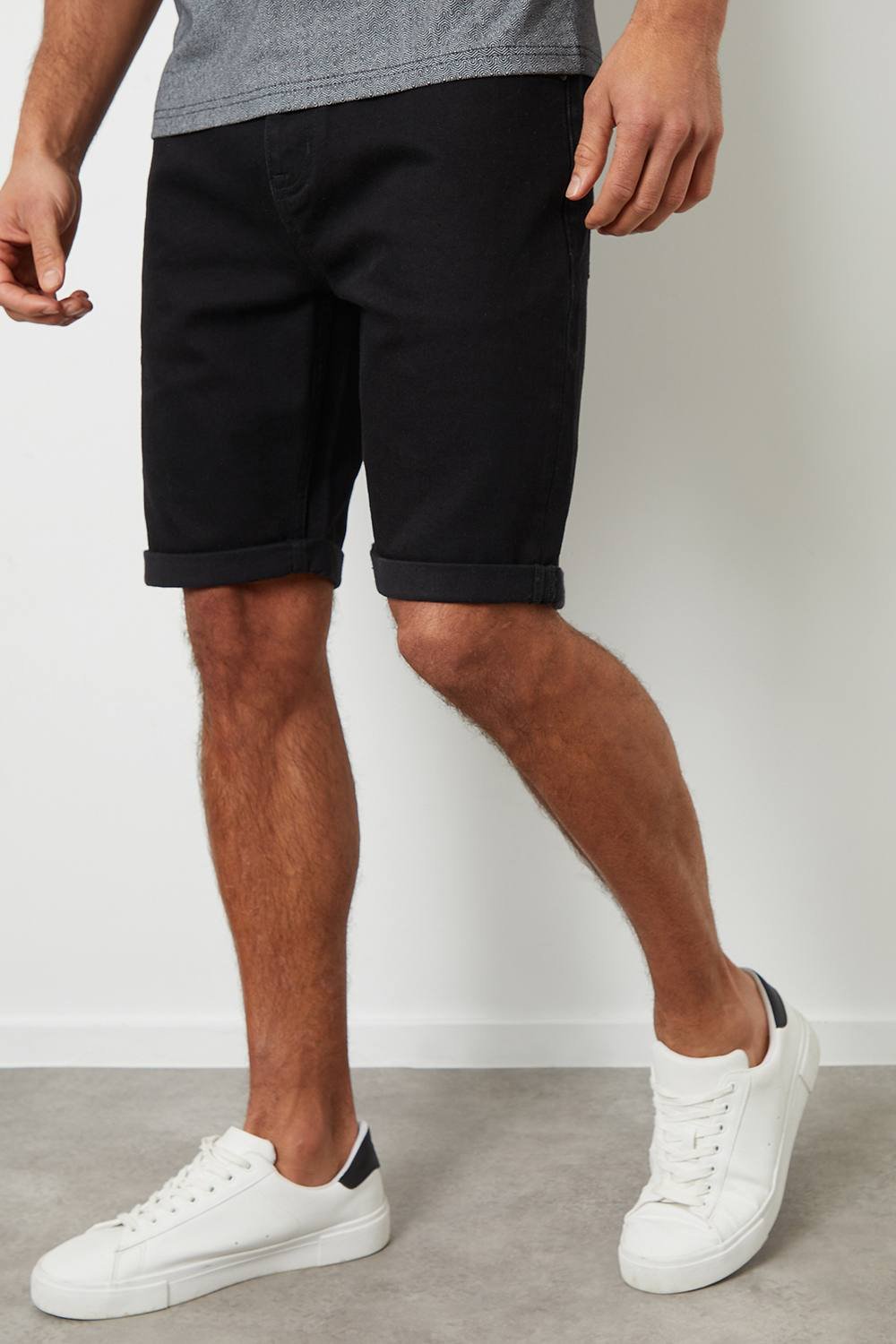 Threadbare Threadbare Men's 'Edmonton' Turn Up Denim Shorts in Black - 3