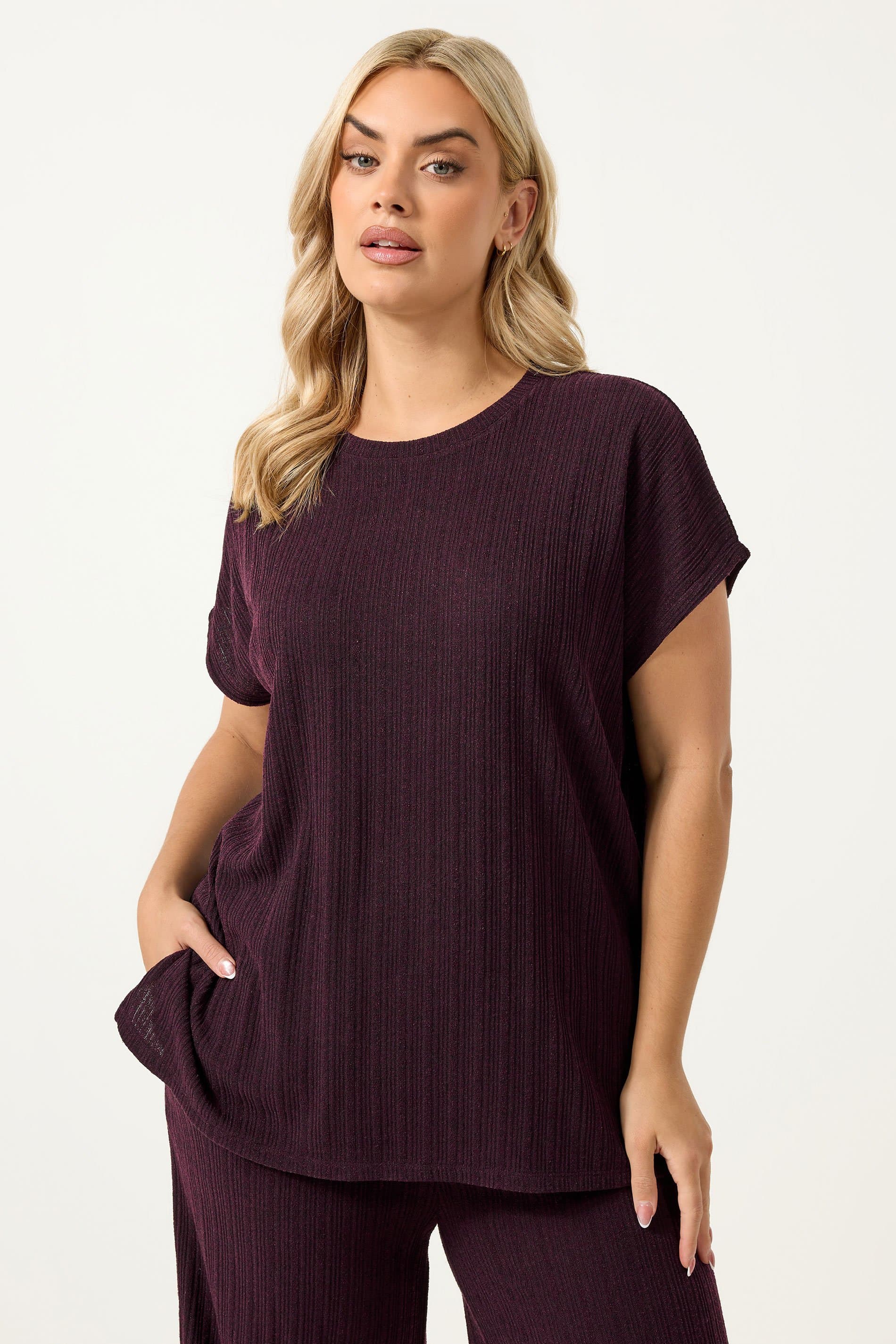 Yours Plus Size Dark Purple Knitted Tshirt