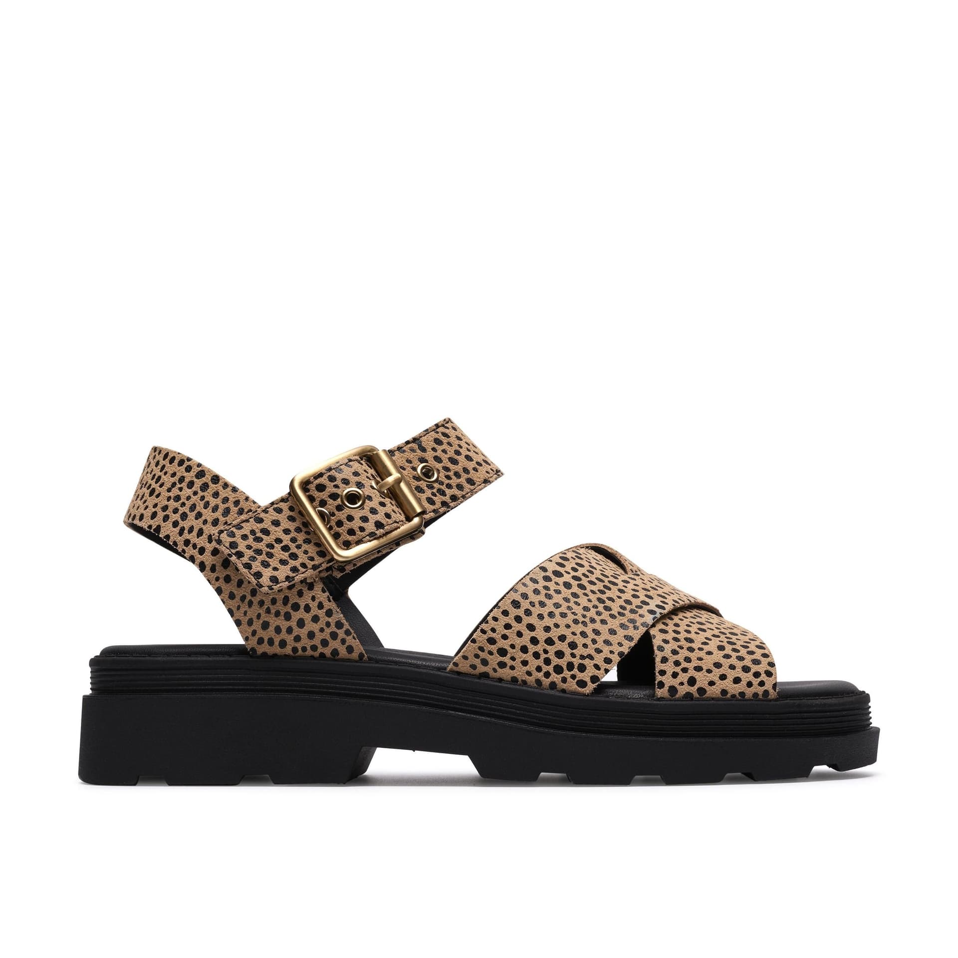Clarks Clarks Women's Orinoco3 Cross Animal Print Flat Sandals in Brown
