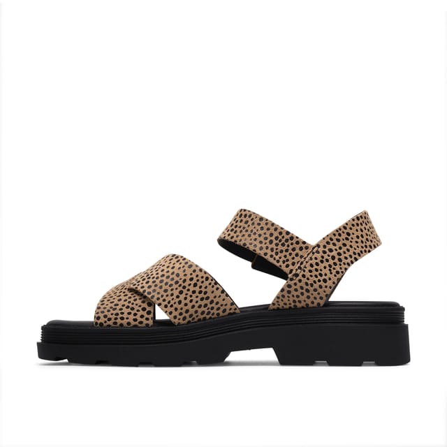 Clarks Clarks Women's Orinoco3 Cross Animal Print Flat Sandals in Brown - 2