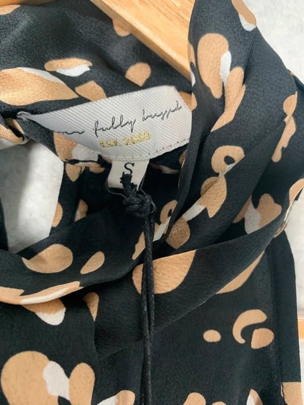 Never Fully Dressed Neverfullydressed Women's Black Tan Leopard Print Halter Neck Top Size S NWT