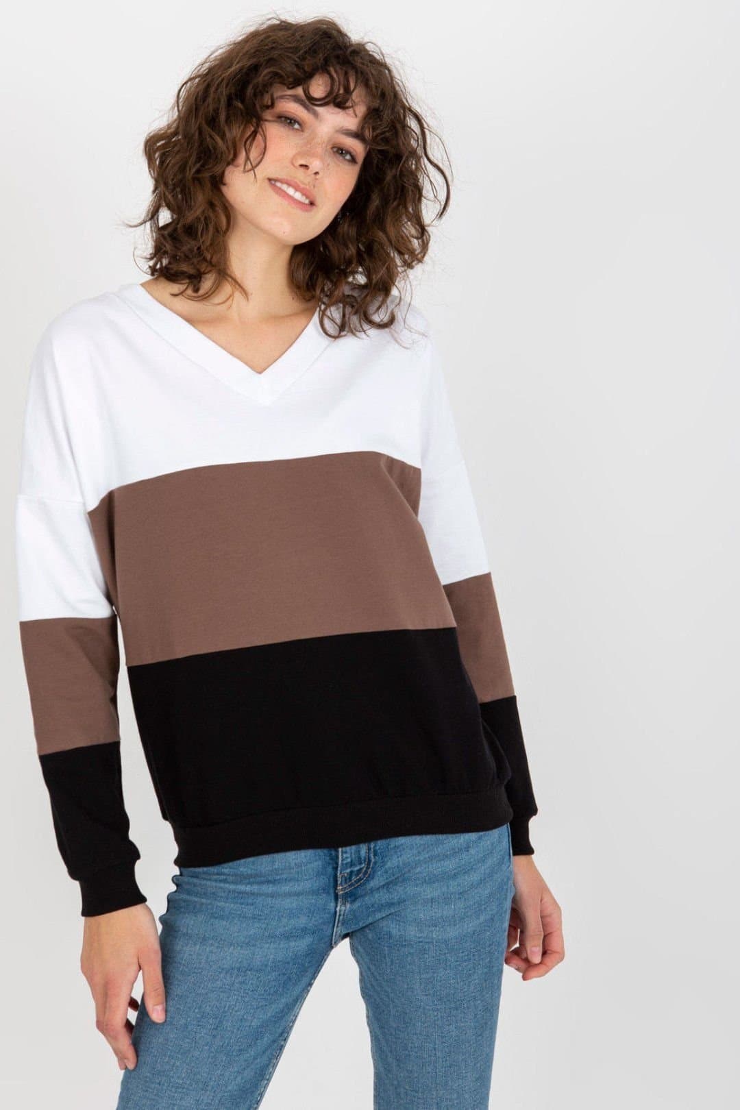 Love Lace Love Lace Women's 3 Tone Heart Neck Sweatshirt in Black