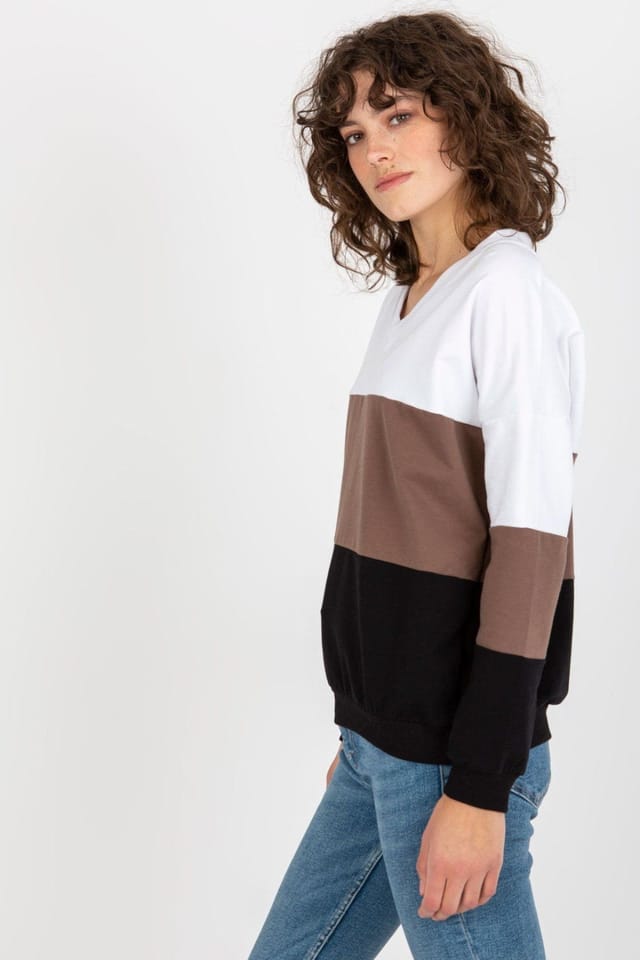 Love Lace Love Lace Women's 3 Tone Heart Neck Sweatshirt in Black - 2