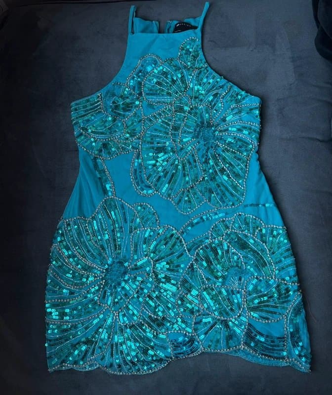 ASOS Design ASOS Embellished Mini Blue Dress with Sequins y2k