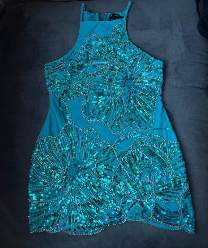 ASOS Embellished Mini Blue Dress with Sequins y2k