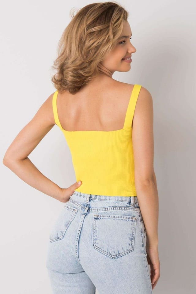 Love Lace Love Lace Women's Ribbed Acrylic Round Neck Pullover Top in Yellow - 3