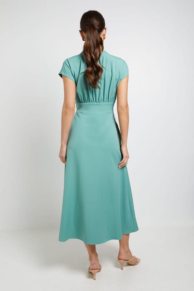 Principles Principles Women's Structured Ruched Button Through Maxi Dress in Green - 3