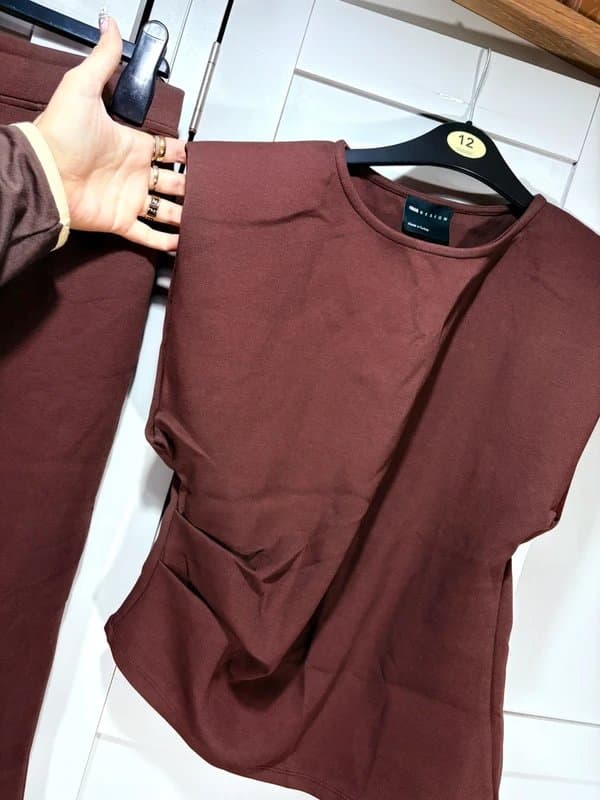 ASOS ASOS interlock trouser and top set co ord flared trouser outfit size 12