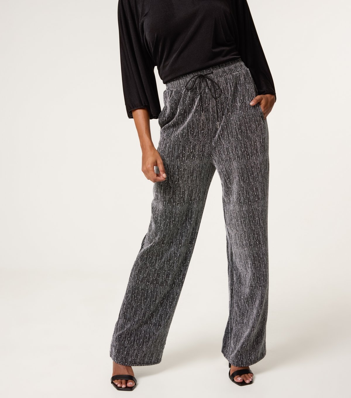 Blue Vanilla Women's Silver Diamante Embellished Trousers Blue Vanilla New Look - 3