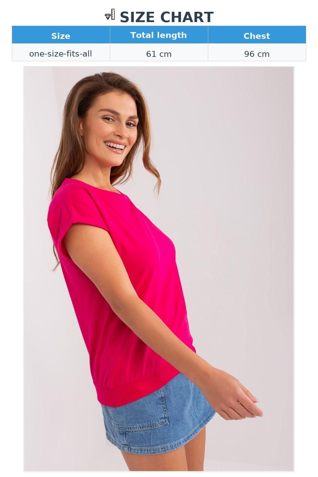Love Lace Love Lace Women's Short Sleeve Neck Blouse with Heart Mesh Back in Fuchsia - 4