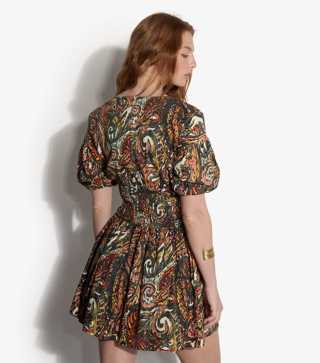 Apricot Women's Green Paisley Cotton Bubble Sleeve Dress Apricot New Look - 3