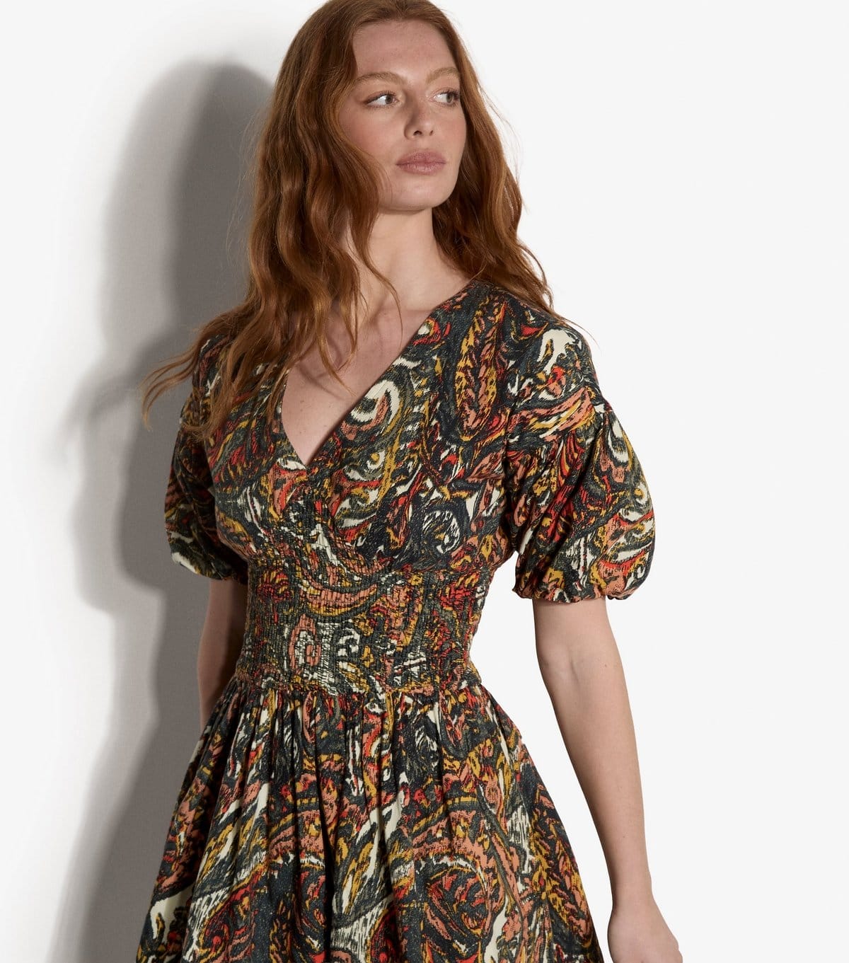 Apricot Women's Green Paisley Cotton Bubble Sleeve Dress Apricot New Look - 4