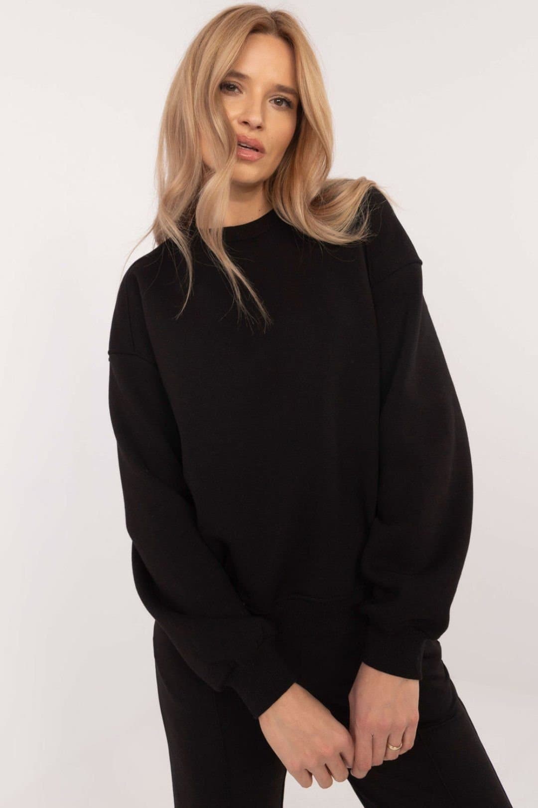 Love Lace Love Lace Women's Cotton Polyester Insulated Crew Sweatshirt in Black