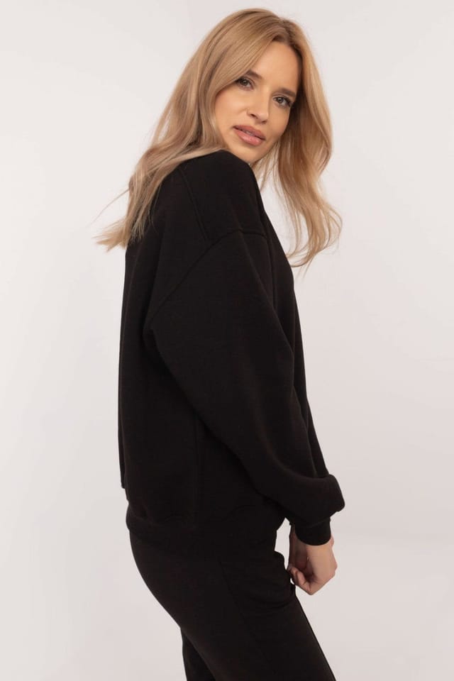 Love Lace Love Lace Women's Cotton Polyester Insulated Crew Sweatshirt in Black - 2