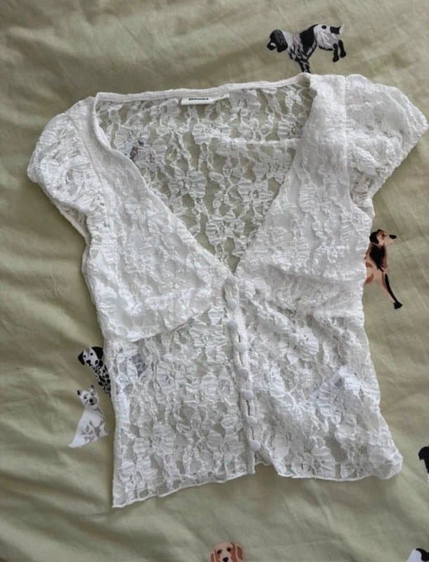 Bershka White Bershka laced top