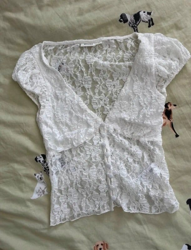 Bershka White Laced Top