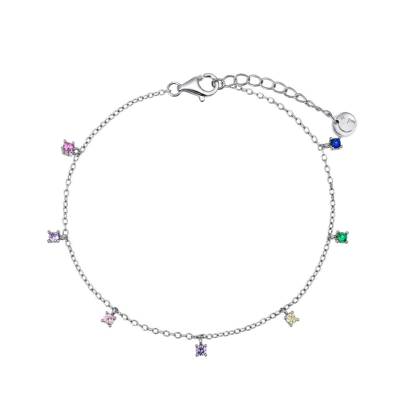 Gold Trip Gold Trip Women's Rainbow Multi Gemstone Bracelet in Silver