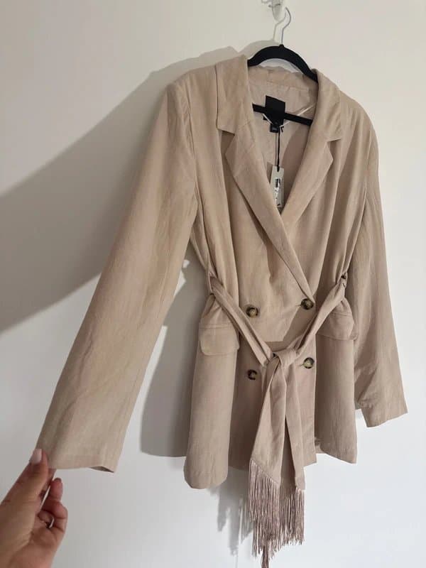 River Island New (with tags) River Island Linen Blazer with Fringe Belt - RRP £70